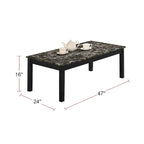 Set Tavolini da Caffè con Ripiano in Finto Marmo Nero / Bianco e Nero – 3 Pezzi