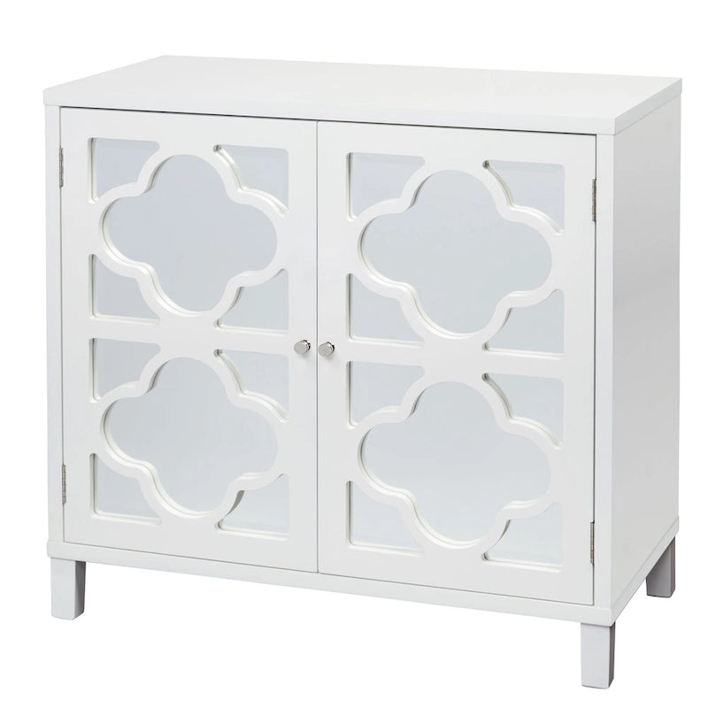 Armadietto a doppia anta con specchio bianco / nero / bianco-argento