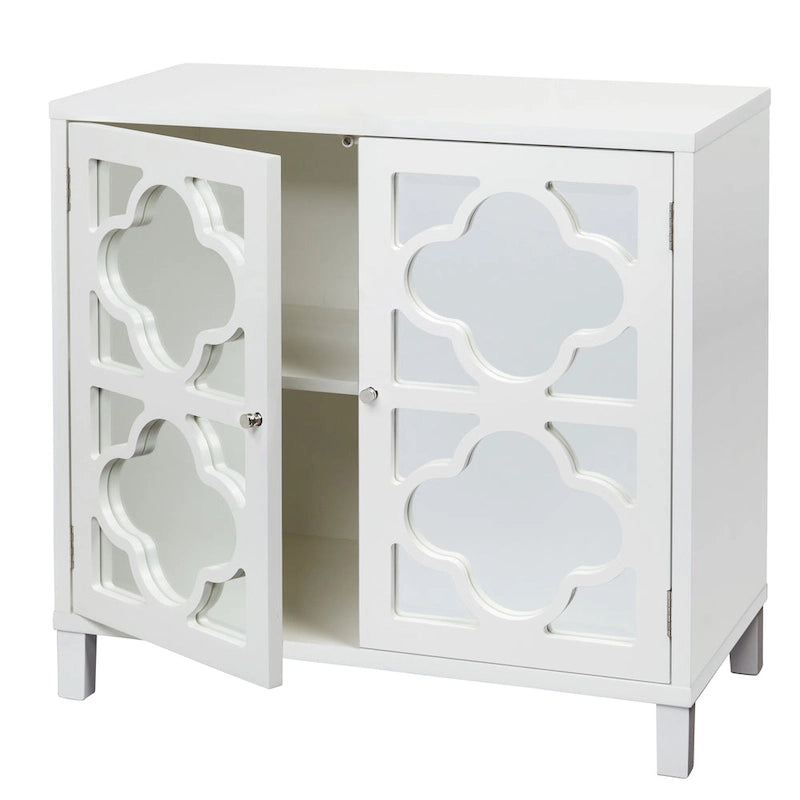 Armadietto a doppia anta con specchio bianco / nero / bianco-argento