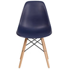 Sedia laterale in plastica stampata multicolore con gambe in legno, singola