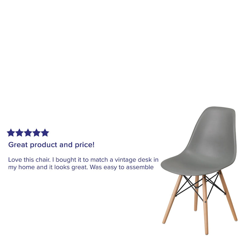 Sedia laterale in plastica stampata multicolore con gambe in legno, singola