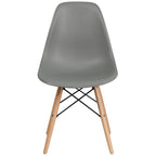 Sedia laterale in plastica stampata multicolore con gambe in legno, singola