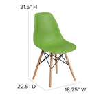 Sedia laterale in plastica stampata multicolore con gambe in legno, singola