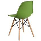 Sedia laterale in plastica stampata multicolore con gambe in legno, singola