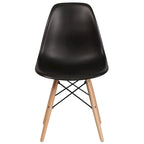 Sedia laterale in plastica stampata multicolore con gambe in legno, singola