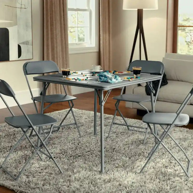 Tavolo pieghevole quadrato nero/marrone/grigio – 4 posti a sedere