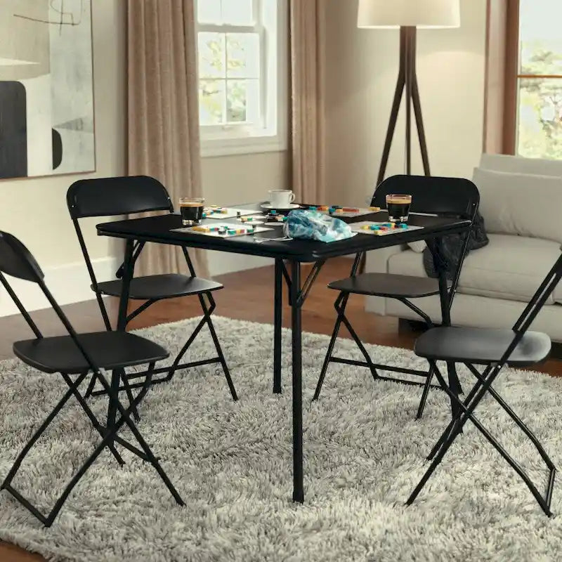 Tavolo pieghevole quadrato nero/marrone/grigio – 4 posti a sedere