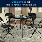 Tavolo pieghevole quadrato nero/marrone/grigio – 4 posti a sedere