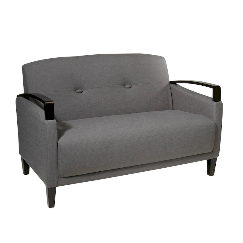 Divanetto a 2 Posti Interwoven Weave – Verde / Giallo / Grigio / Blu, Gambe in Legno Espresso