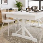 Tavolo da Pranzo Pieghevole Antico in Pino Massiccio Rustico, Gambe a X, Posti 8
