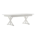 Tavolo da Pranzo Pieghevole Antico in Pino Massiccio Rustico, Gambe a X, Posti 8