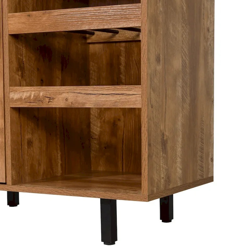 Mobile credenza/bar grigio/marrone chiaro/nero – spazio contenitivo aperto e chiuso, utente singolo