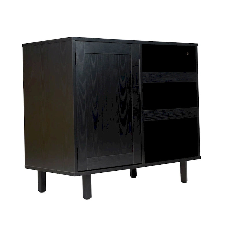 Mobile credenza/bar grigio/marrone chiaro/nero – spazio contenitivo aperto e chiuso, utente singolo