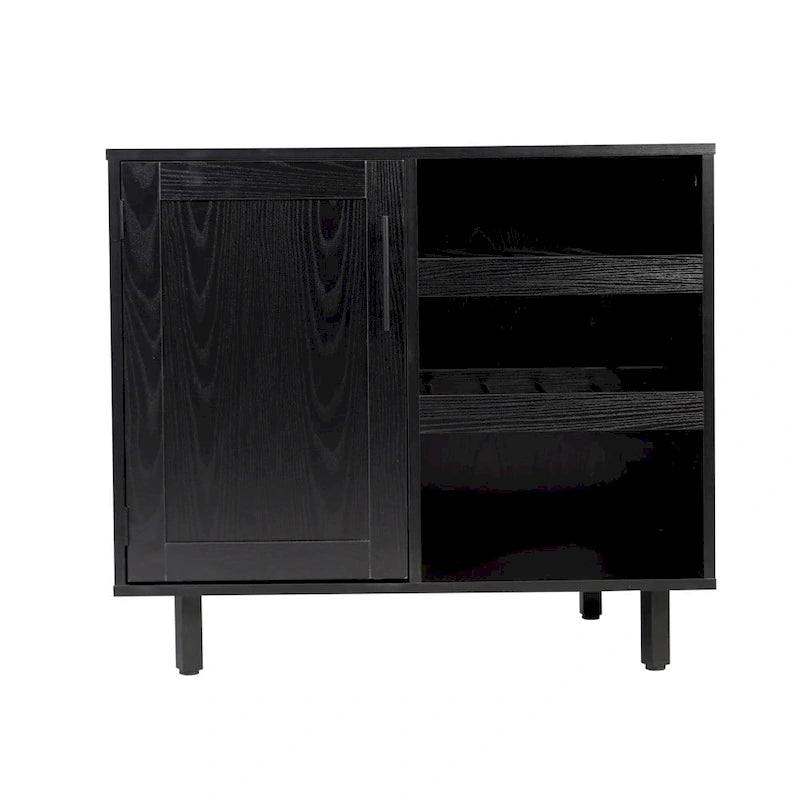 Mobile credenza/bar grigio/marrone chiaro/nero – spazio contenitivo aperto e chiuso, utente singolo