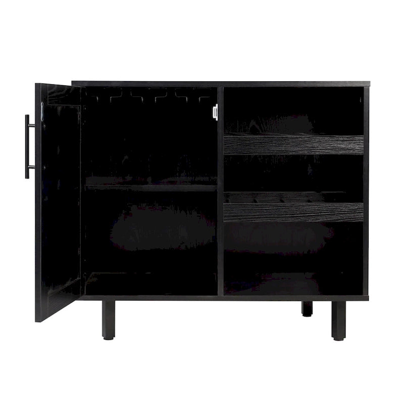 Mobile credenza/bar grigio/marrone chiaro/nero – spazio contenitivo aperto e chiuso, utente singolo