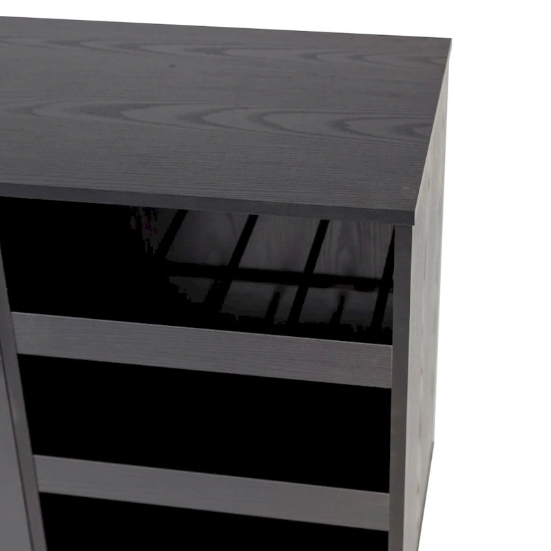 Mobile credenza/bar grigio/marrone chiaro/nero – spazio contenitivo aperto e chiuso, utente singolo