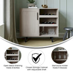 Mobile credenza/bar grigio/marrone chiaro/nero – spazio contenitivo aperto e chiuso, utente singolo