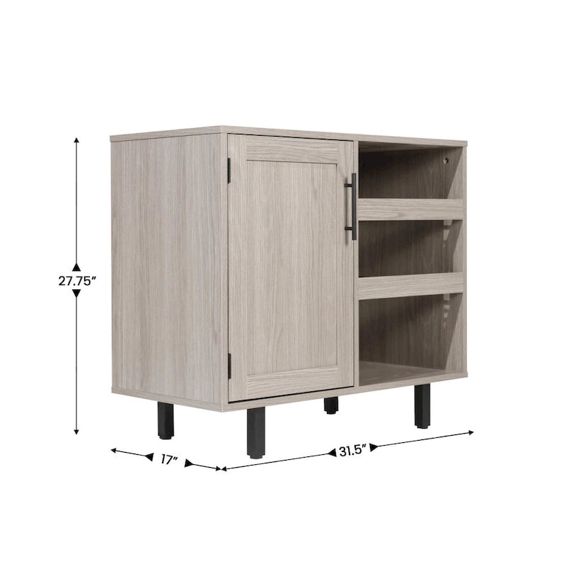 Mobile credenza/bar grigio/marrone chiaro/nero – spazio contenitivo aperto e chiuso, utente singolo
