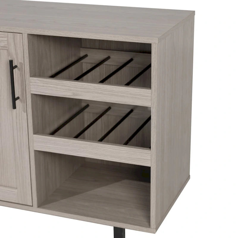 Mobile credenza/bar grigio/marrone chiaro/nero – spazio contenitivo aperto e chiuso, utente singolo