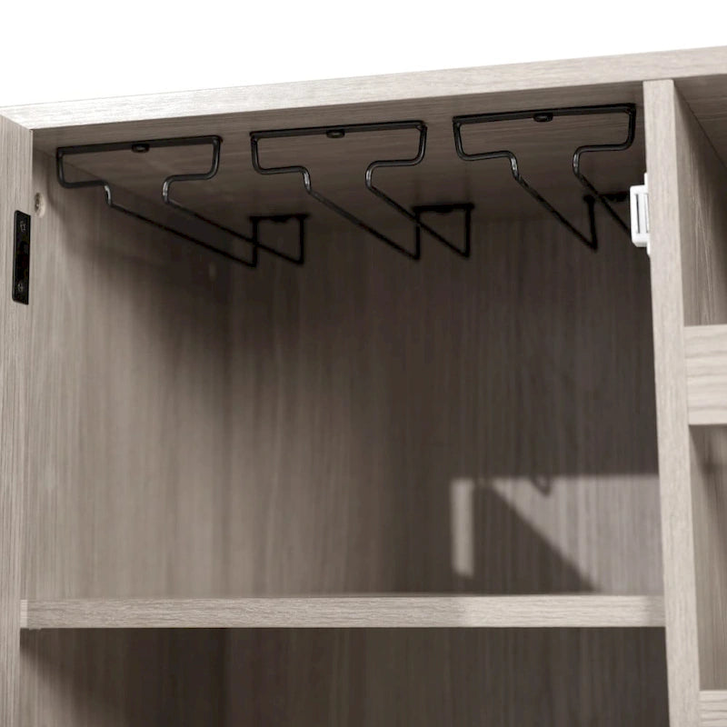 Mobile credenza/bar grigio/marrone chiaro/nero – spazio contenitivo aperto e chiuso, utente singolo