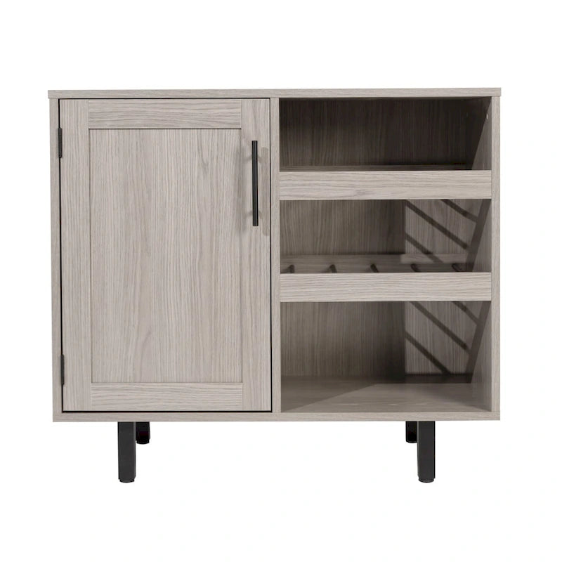 Mobile credenza/bar grigio/marrone chiaro/nero – spazio contenitivo aperto e chiuso, utente singolo