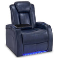 Poltrona reclinabile elettrica blu/nera/grigia con LED e tavolino, monoposto