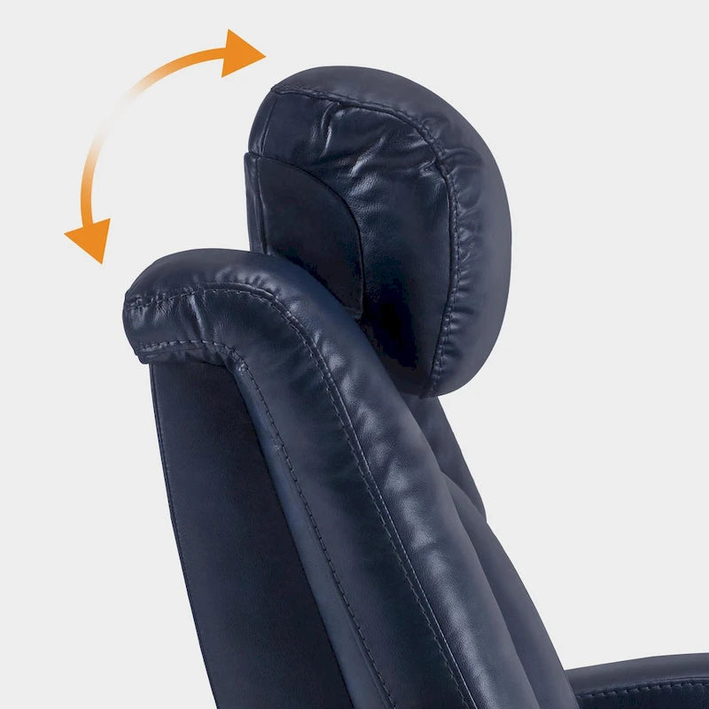Poltrona reclinabile elettrica blu/nera/grigia con LED e tavolino, monoposto