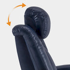 Poltrona reclinabile elettrica blu/nera/grigia con LED e tavolino, monoposto