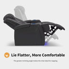 Poltrona reclinabile elettrica blu/nera/grigia con LED e tavolino, monoposto