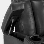 Poltrona reclinabile elettrica blu/nera/grigia con LED e tavolino, monoposto