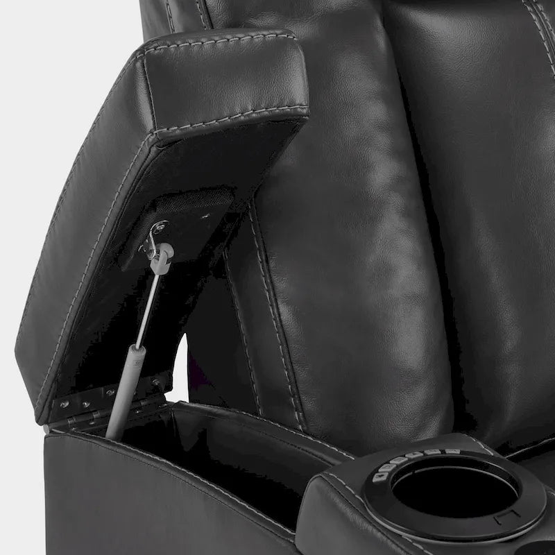 Poltrona reclinabile elettrica blu/nera/grigia con LED e tavolino, monoposto