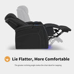 Poltrona reclinabile elettrica blu/nera/grigia con LED e tavolino, monoposto