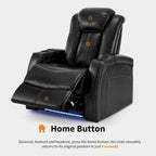 Poltrona reclinabile elettrica blu/nera/grigia con LED e tavolino, monoposto