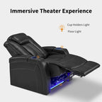 Poltrona reclinabile elettrica blu/nera/grigia con LED e tavolino, monoposto