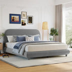 Letto a piattaforma imbottito in pile Teddy Queen Size con tessuto spesso