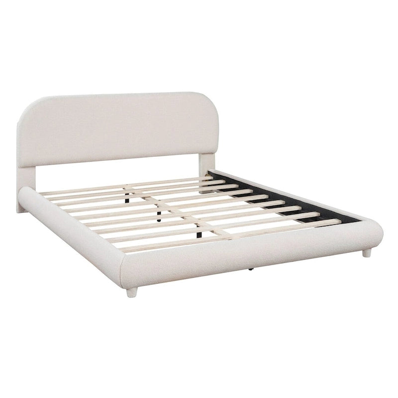 Letto a piattaforma imbottito in pile Teddy Queen Size con tessuto spesso