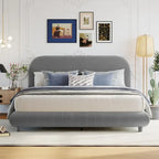Letto a piattaforma imbottito in pile Teddy Queen Size con tessuto spesso