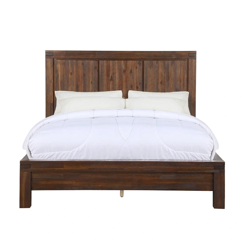 Letto California King Gael a Basso Profilo, Stile Rustico, in Legno di Acacia Marrone