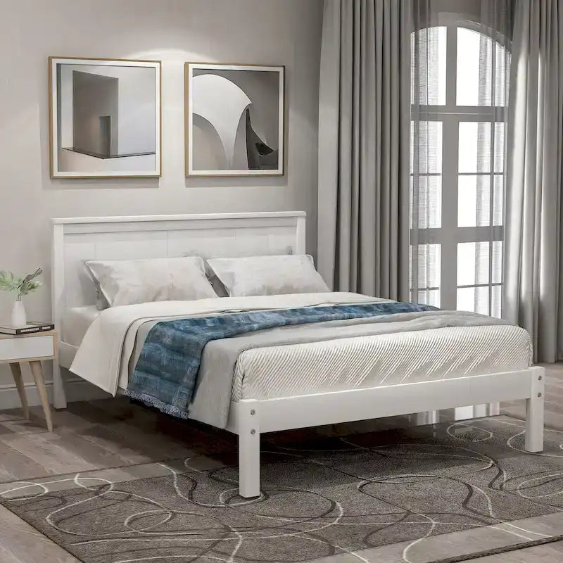 Struttura letto a piattaforma White/Espresso/Quercia con testiera, singolo/matrimoniale/queen, 1-2 persone