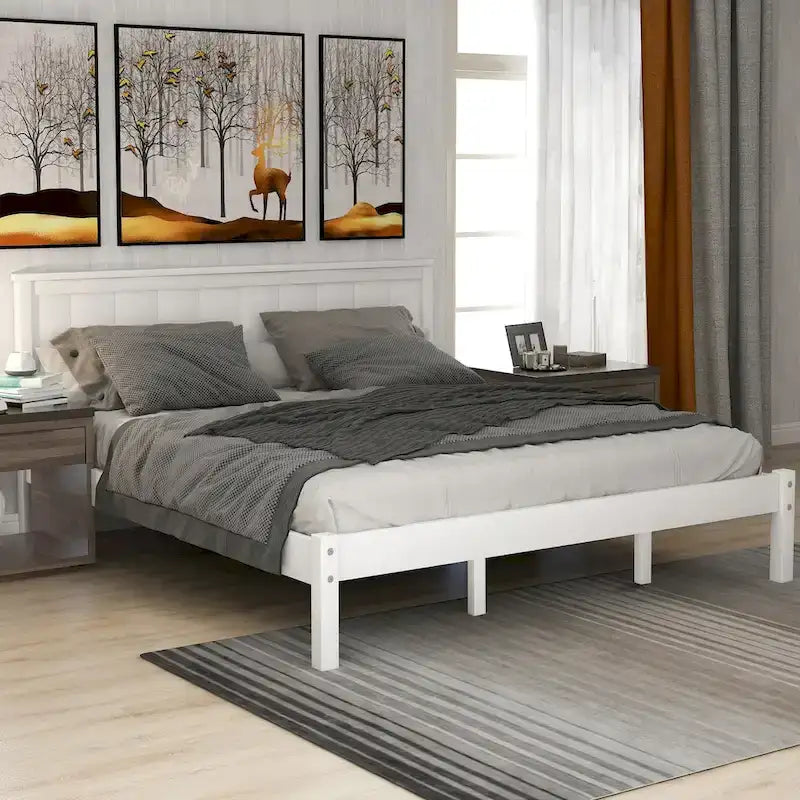 Struttura letto a piattaforma White/Espresso/Quercia con testiera, singolo/matrimoniale/queen, 1-2 persone