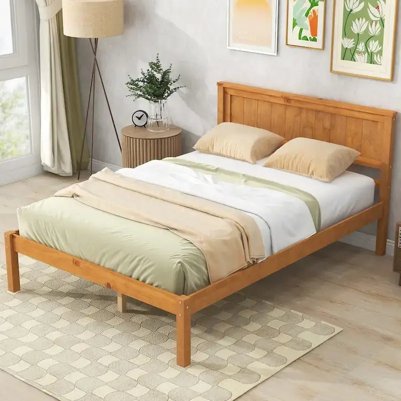 Struttura letto a piattaforma White/Espresso/Quercia con testiera, singolo/matrimoniale/queen, 1-2 persone