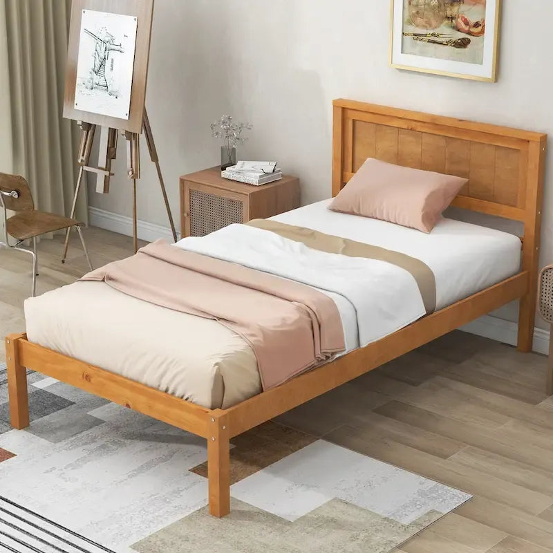 Struttura letto a piattaforma White/Espresso/Quercia con testiera, singolo/matrimoniale/queen, 1-2 persone