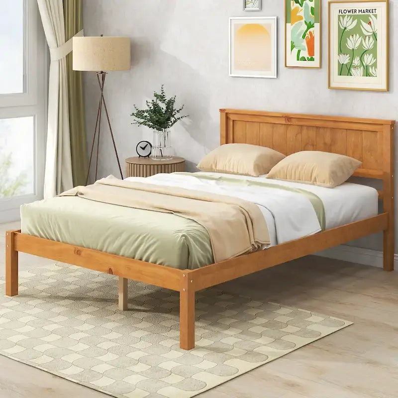 Struttura letto a piattaforma White/Espresso/Quercia con testiera, singolo/matrimoniale/queen, 1-2 persone
