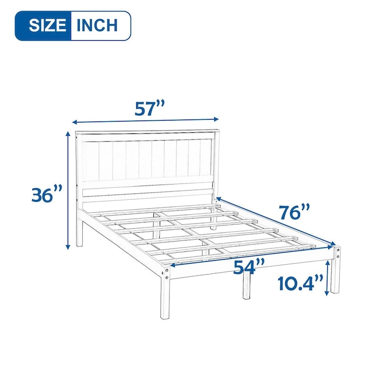 Struttura letto a piattaforma White/Espresso/Quercia con testiera, singolo/matrimoniale/queen, 1-2 persone