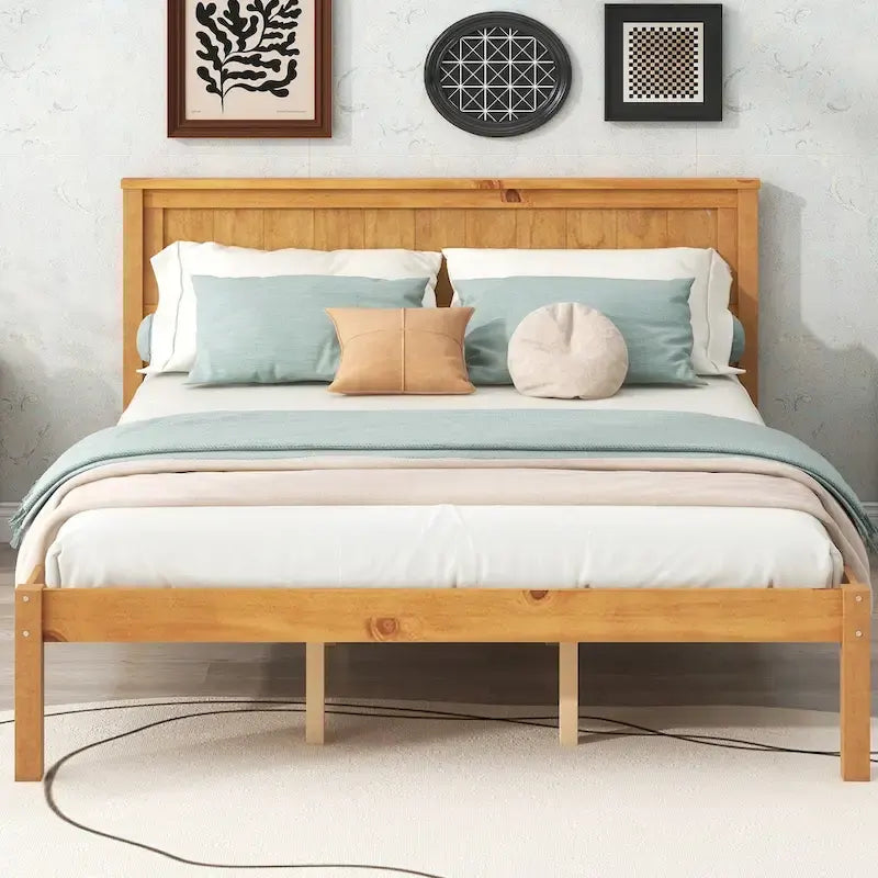 Struttura letto a piattaforma White/Espresso/Quercia con testiera, singolo/matrimoniale/queen, 1-2 persone