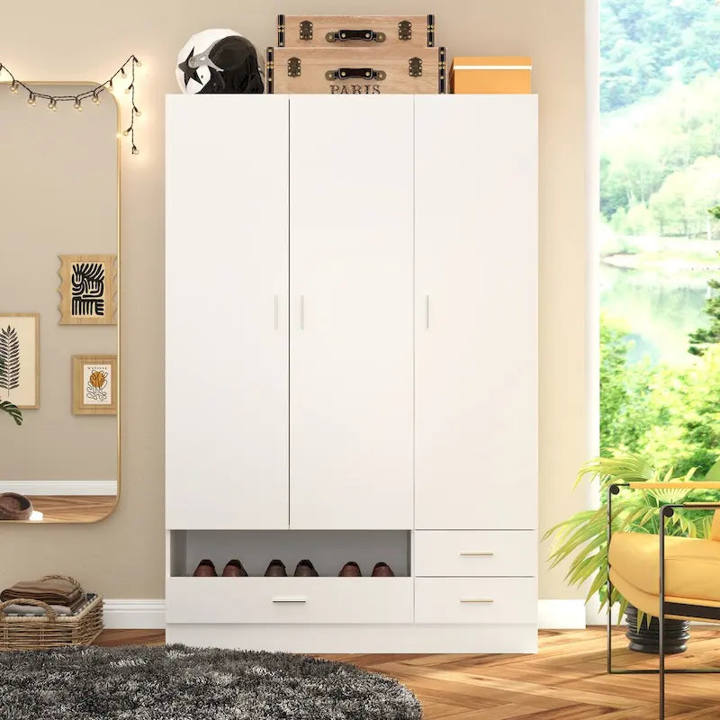 Guardaroba bianco e set toeletta, 1 persona