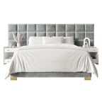 Camera da letto Silver Grey / Black Velvet per 2 – Queen & King