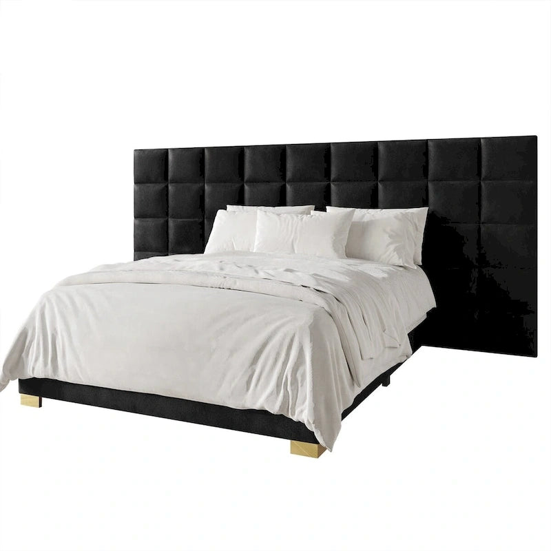 Camera da letto Silver Grey / Black Velvet per 2 – Queen & King