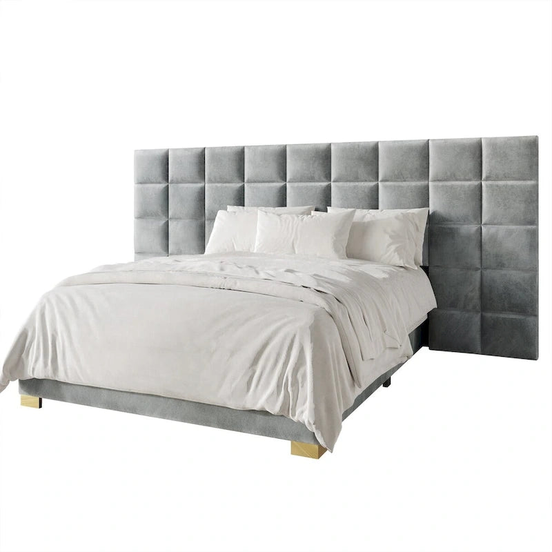 Camera da letto Silver Grey / Black Velvet per 2 – Queen & King