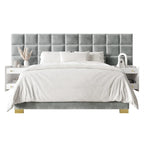Camera da letto Silver Grey / Black Velvet per 2 – Queen & King